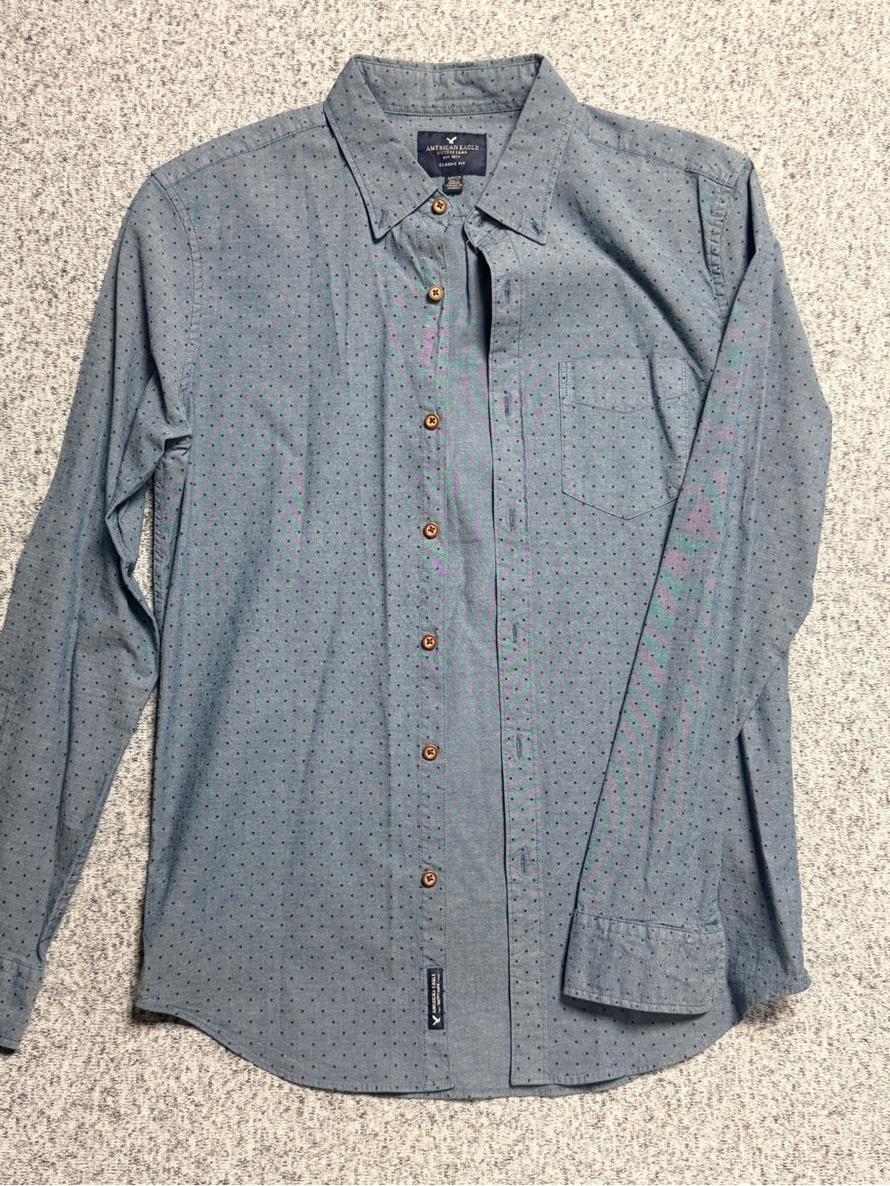 American eagle casual button down Men's Blue polka dot print